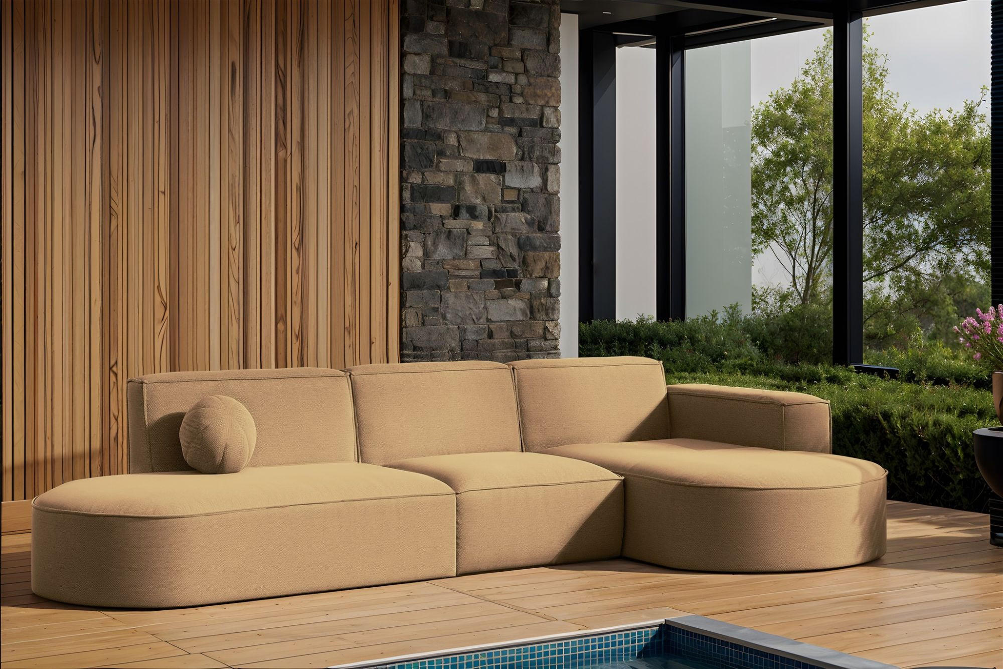ECKSOFA Sunday - Braun, Holzwerkstoff (296/78/165cm) - Fun Möbel