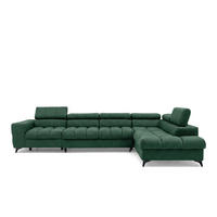 ECKSOFA PUDDING MAXI L Rechts mit Schlaffunktion 125x195 Velours Grün - Schwarz/Grün, Holz/Textil (350/203cm) - Muffo