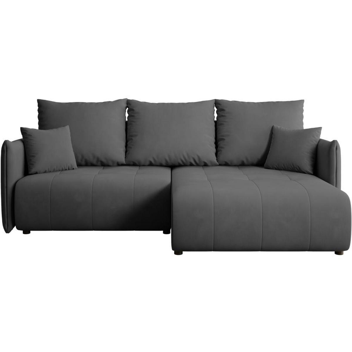 ECKSCHLAFSOFA Henry Mini dunkelgrau rechts - Dunkelgrau/Schwarz, Kunststoff/Textil (221/153cm) - Beautysofa