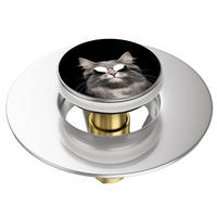 WASCHBECKENSTÖPSEL Pop-Up Cool Cat - Schwarz, Metall (6/4/5cm) - Sanilo