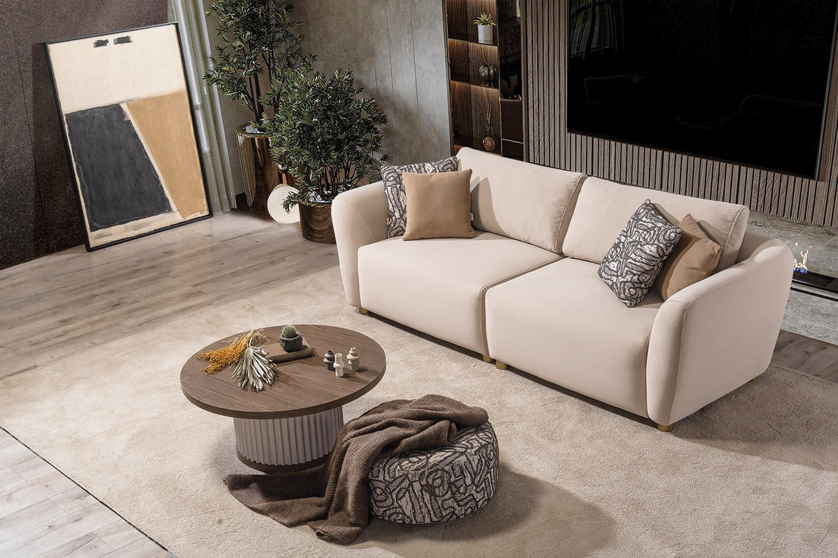 SITZGARNITUR Savana - Beige, Holz (250/93/100cm) - Villa Möbel