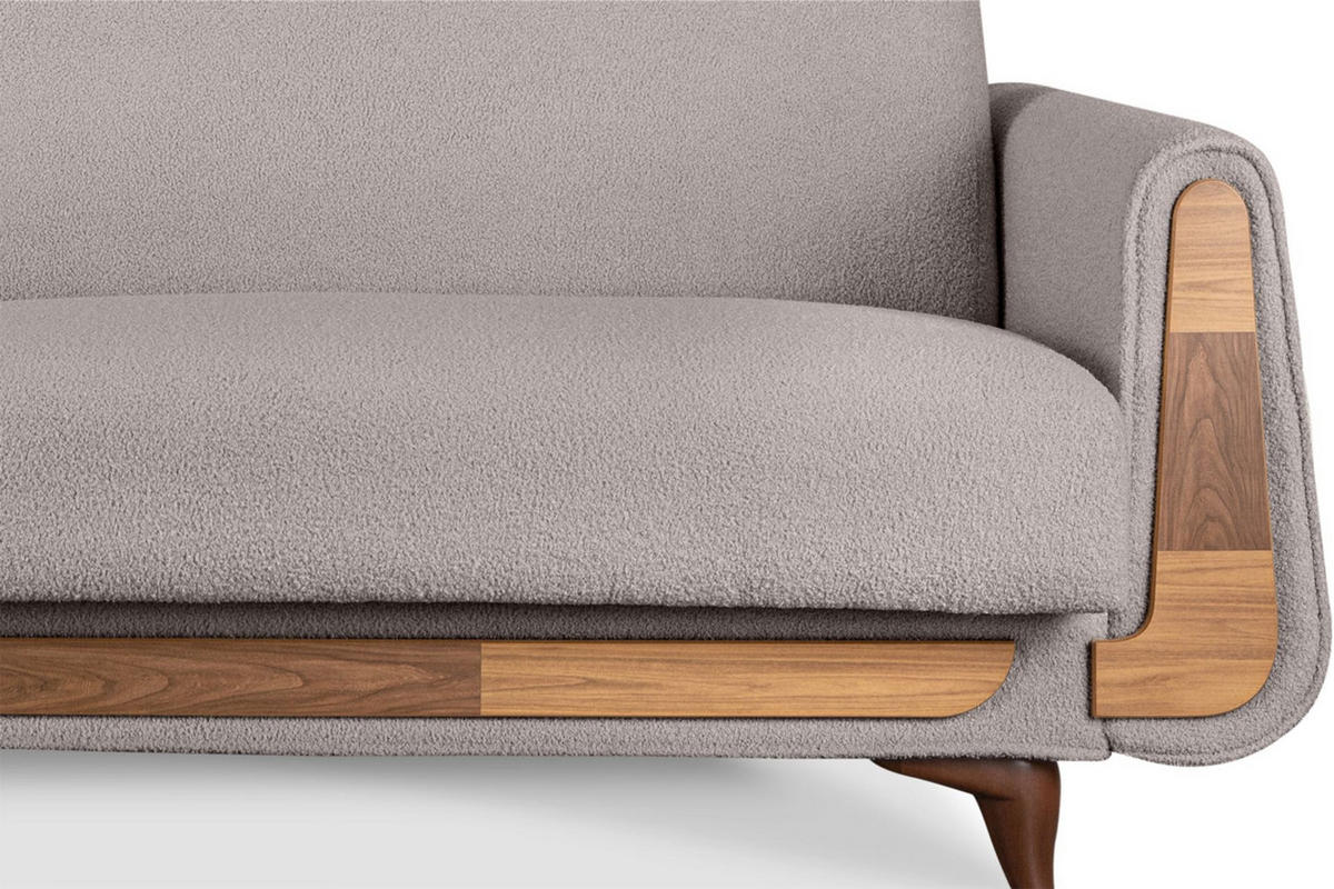 3-SITZER-SCHLAFSOFA GUSTAVO mit Armlehnen, grau - Braun/Grau, Holz/Holzwerkstoff (230/98/98cm) - KONSIMO®
