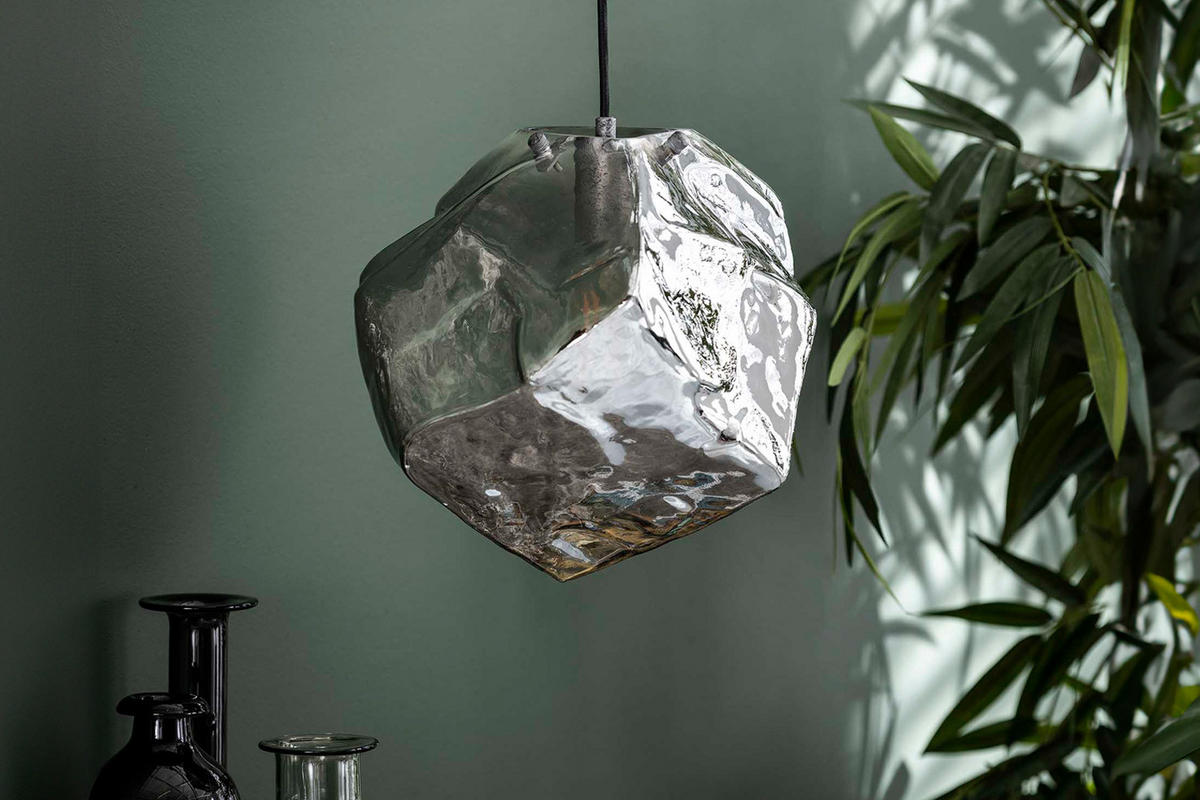 HÄNGELAMPE EDESSA Silber Glas - Silberfarben, Glas (28/28/150cm) - KAWOLA
