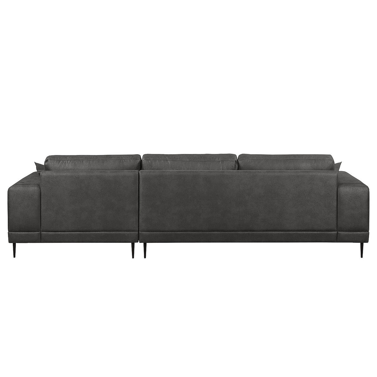 ECKSOFA mit Ottomane - Antiklederlook - Grau, Textil (282/167cm) - home24
