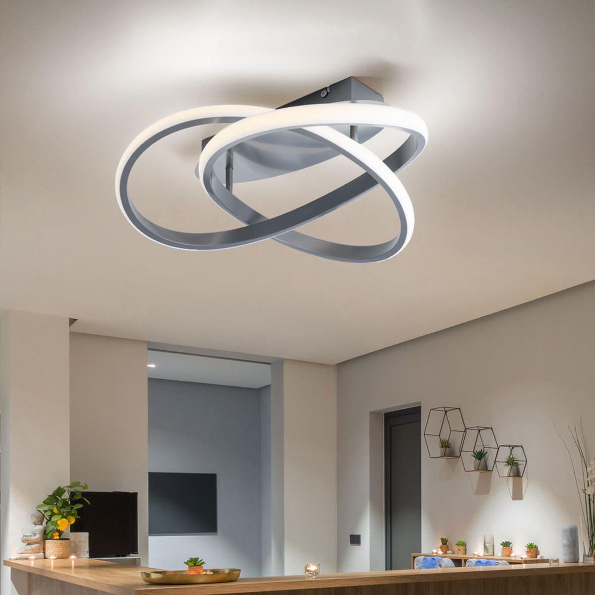 LED DECKENLEUCHTE Course Silber matt - Silberfarben, Metall (45/45/18cm)