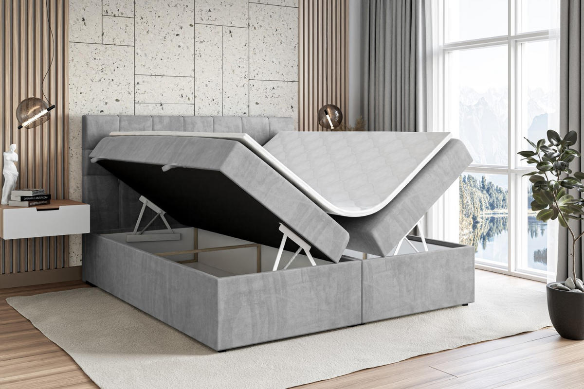 BOXSPRINGBETT BERO-Z KING - 120 x 200 - H3/H4 - Hellgrau - Hellgrau, Holzwerkstoff (120/200cm) - ALTDECOR