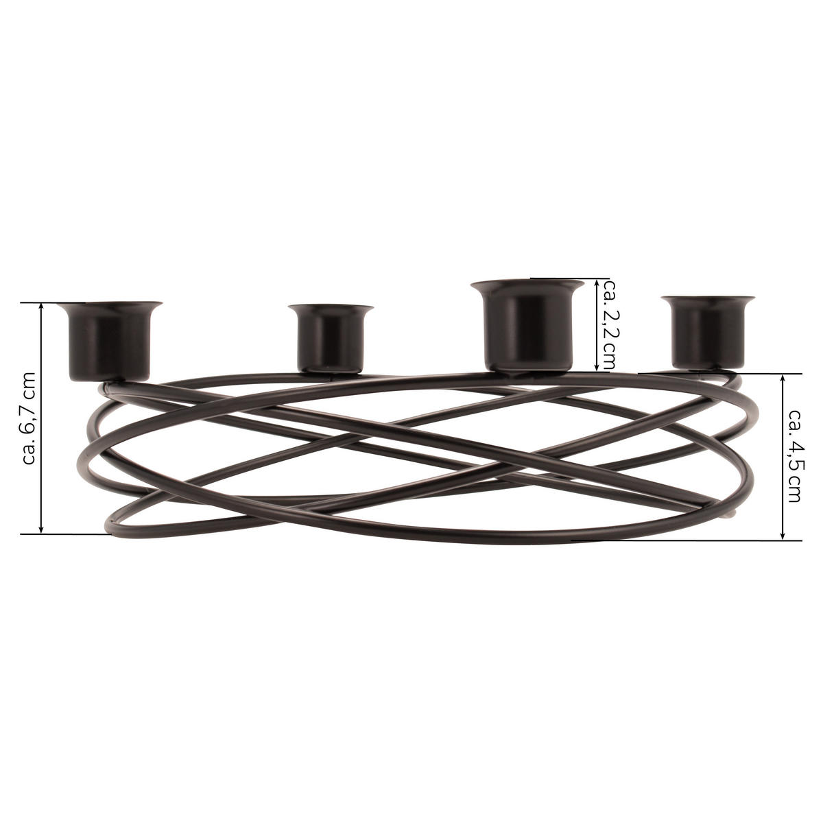 KERZENHALTER, schwarz, Metall - Schwarz, Metall (22/6.7/22cm) - bremermann