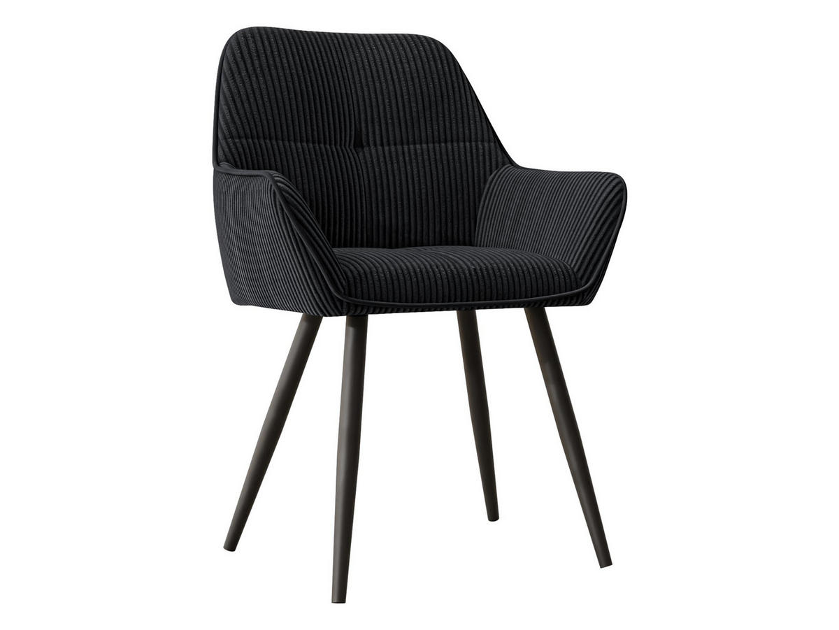 STUHL 2er-Set Archon (2 Stück) - Schwarz, Textil/Metall (64/86/61cm) - MIRJAN24