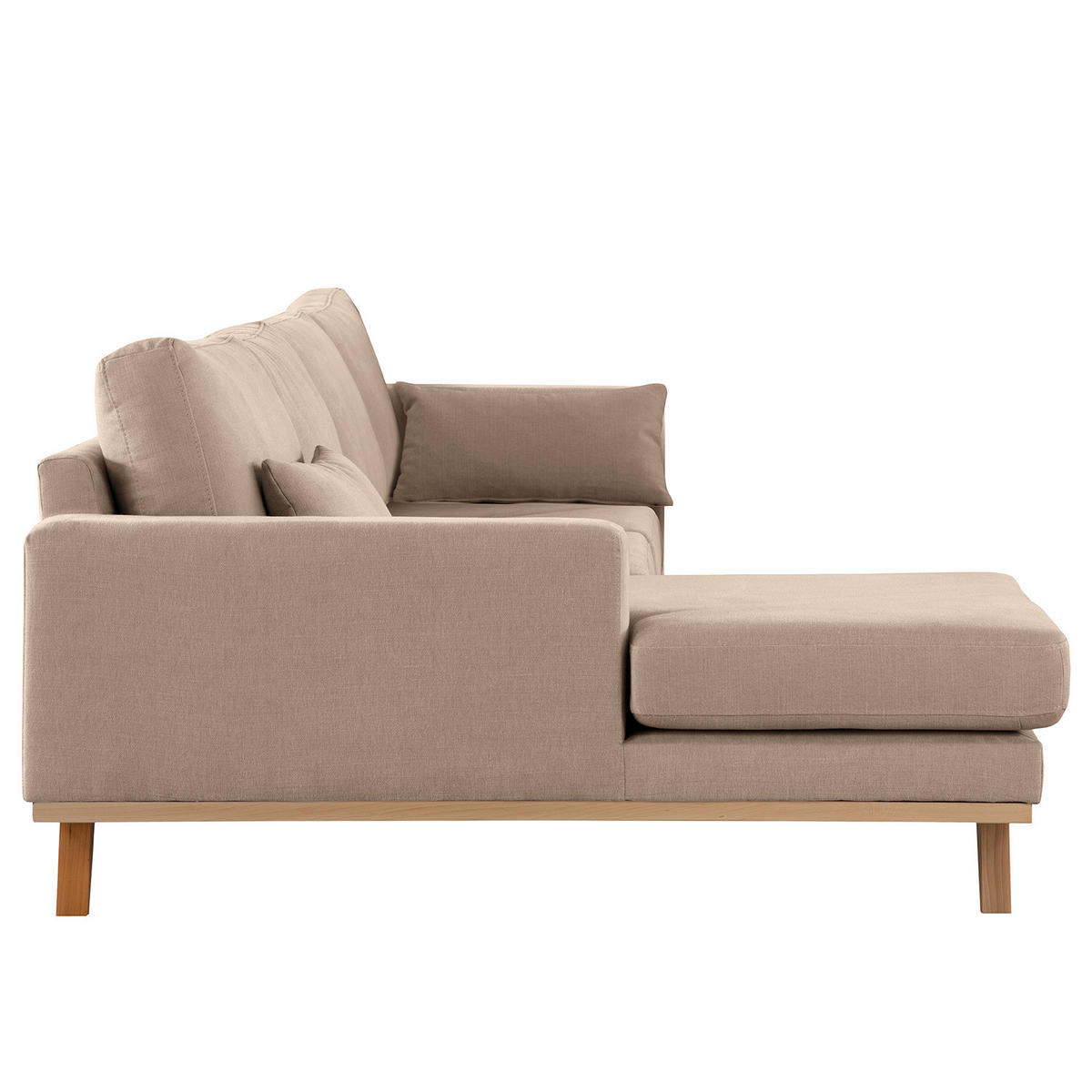 ECKSOFA mit Longchair - Taupe/Buchefarben, Textil (281/153cm) - home24