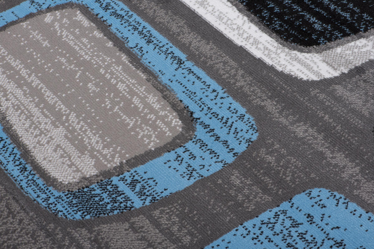 TEPPICH MAYA Blau Meliert Figuren 200/200 cm - Blau, Textil (200/200cm) - Tapiso