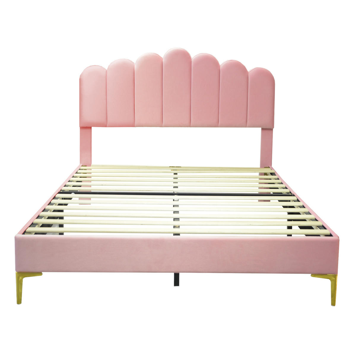 POLSTERBETT 140/200 cm Pink aus Samt mit verstellbarem Kopfteil - Rosa, Textil (140/200cm) - OKMYHOME