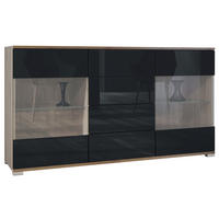 SIDEBOARD Bari Schwarz Hochglanz - Schwarz Hochglanz, Holzwerkstoff (138.5/75.5/35cm) - Vladon