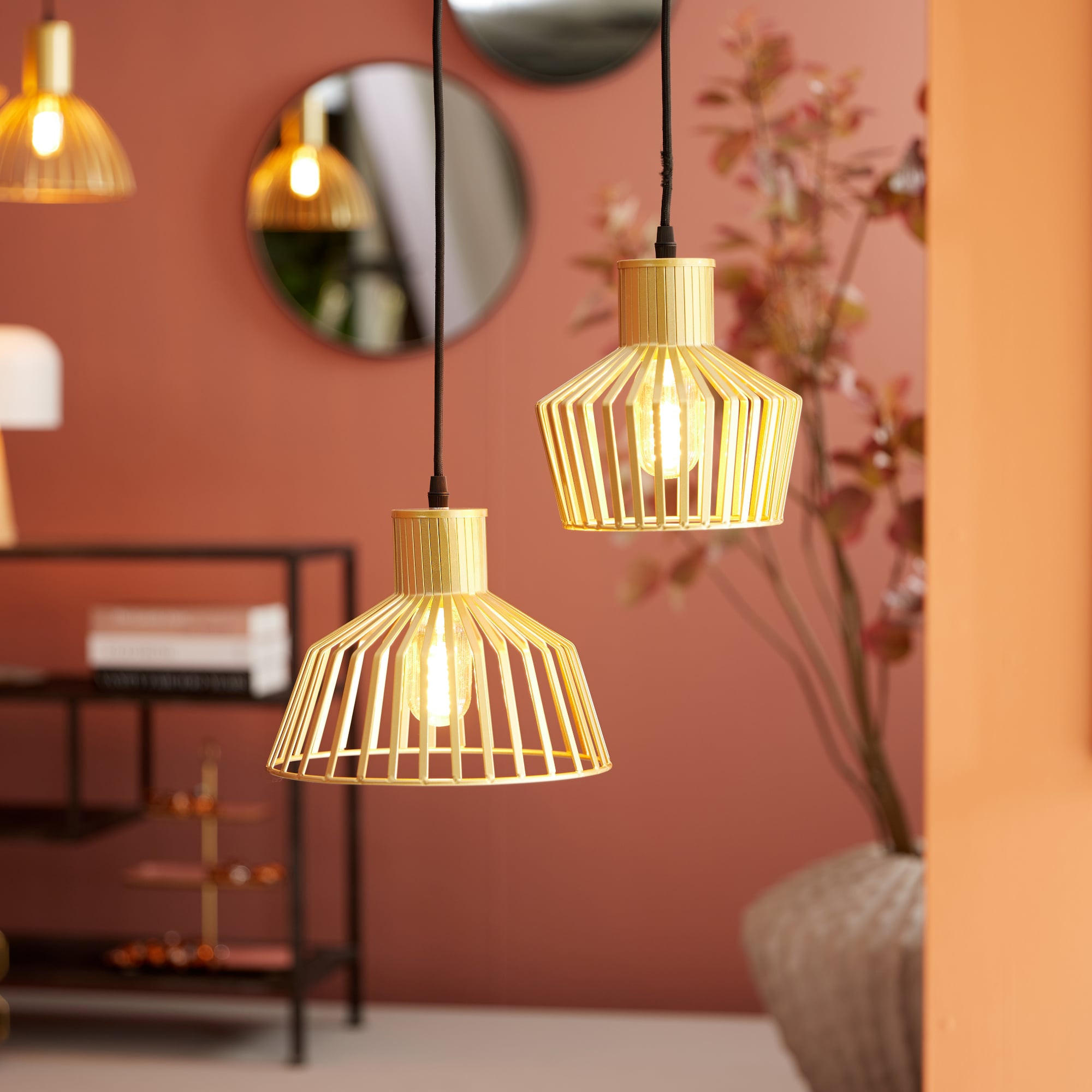HANGELAMPE Lignes Wide 25/25/14 cm - Goldfarben, Metall (25/25/14cm) - Leitmotiv