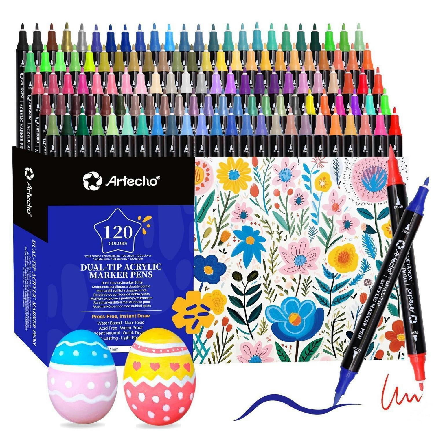 ACRYLSTIFTE Set 120 Farben Dual Tip - Multicolor, Kunststoff (10/10/15cm)
