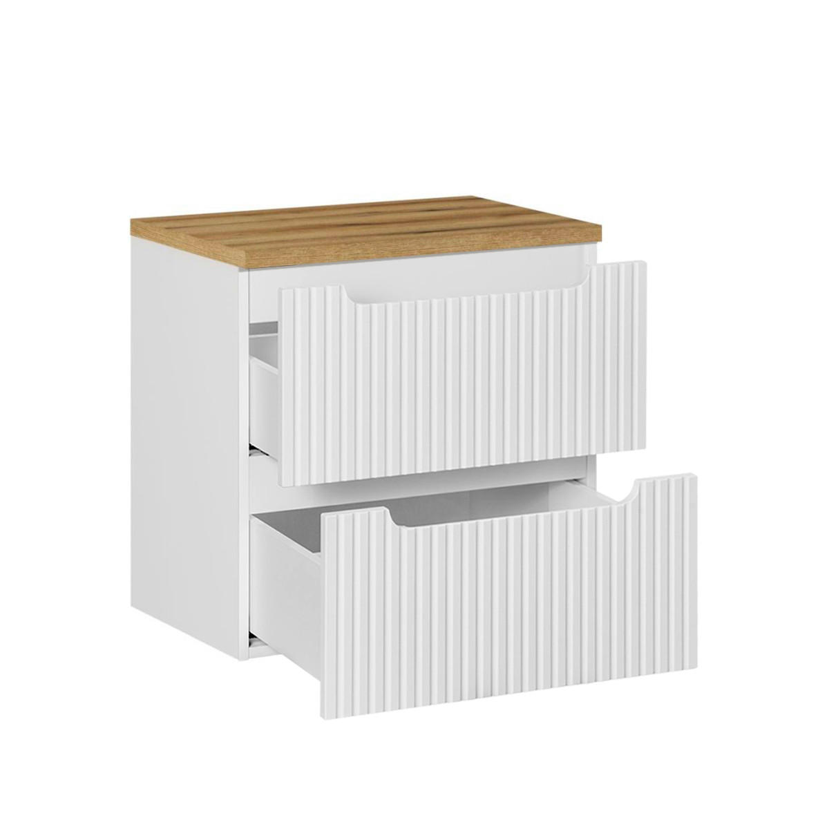 WASCHTISCHUNTERSCHRANK 60.4cm Riva Weiß und Holz - Weiß, Holzwerkstoff (60.4/59/40cm) - Petits-meubles