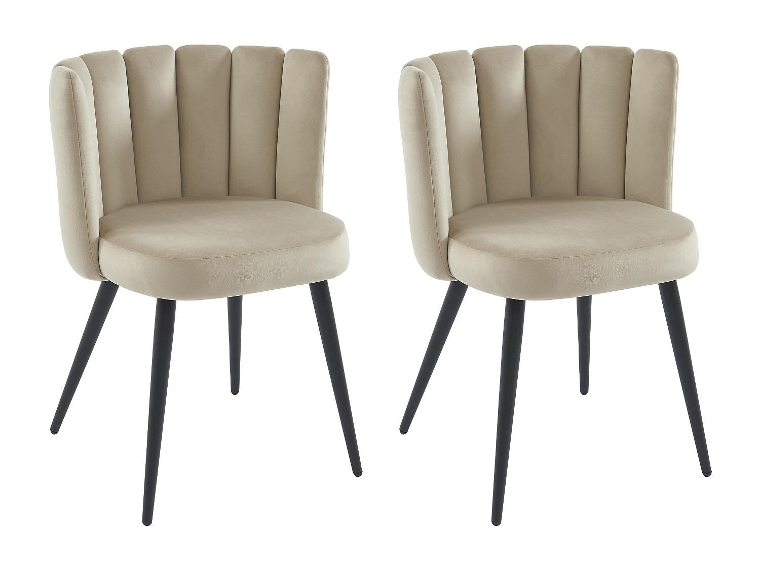 STUHL 2er-Set - Samt & Schwarzes Metall - Beige - PRANILA - Beige, Textil (55/78.5/59cm) - Pascal Morabito