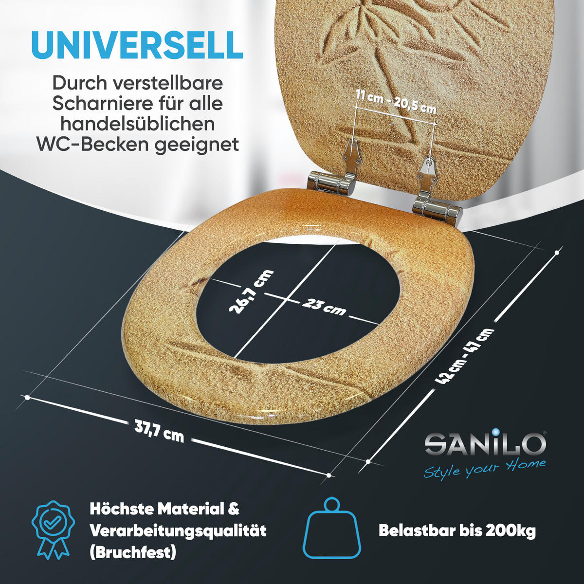 WC-SITZ mit Absenkautomatik Sunshine - Braun, Holzwerkstoff (38/6/47cm) - Sanilo