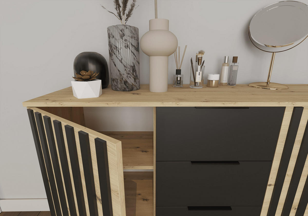 KOMMODE - Highboard Vera 2D4S - Eiche Artisan, Holzwerkstoff (135/93/42cm) - Möblo