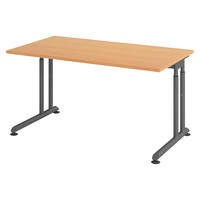 SCHREIBTISCH Serie-Z 80/140/74 cm in Buchefarben/Graphitfarben - Buchefarben/Graphitfarben, Holzwerkstoff (80/140/74cm) - bümö
