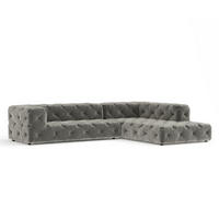 ECKSOFA Cosimo Grau Samtstoff - Schwarz/Grau, Holz/Holzwerkstoff (325/228cm) - Maison de Reve