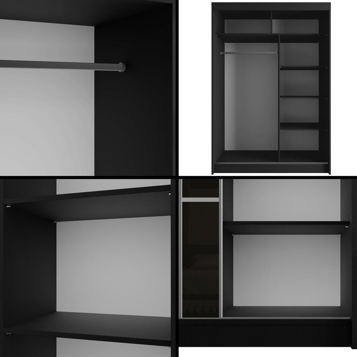 KLEIDERSCHRANK PEKA III - 120 cm - Schwarz - Schwarz, Holzwerkstoff (120/215/61cm) - ALTDECOR