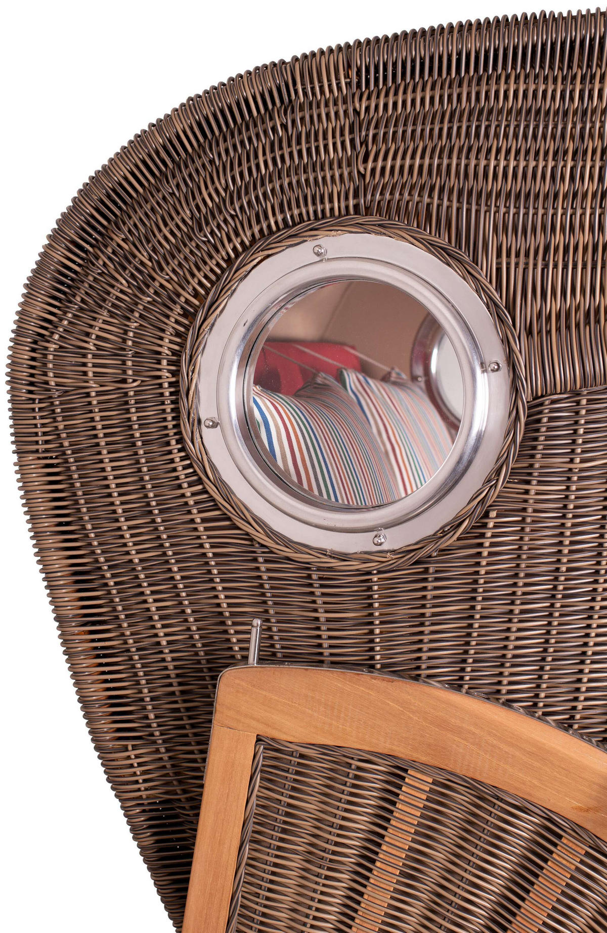 STRANDKORB Düne 2 Sitzer Teak PE Grey - Rot/Braun, Holz/Metall (125/170/80cm) - Mr. Deko