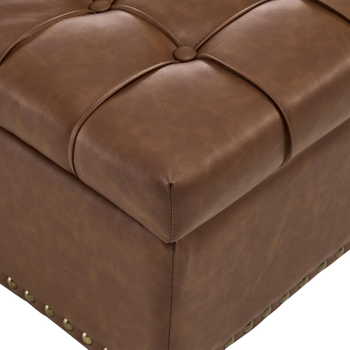 HOCKER Couchtisch,Aufbewahrungsstuhl,höhenverstellbar,PU-Leder,Braun - Braun, Metall (75/41/75cm) - LVHOM