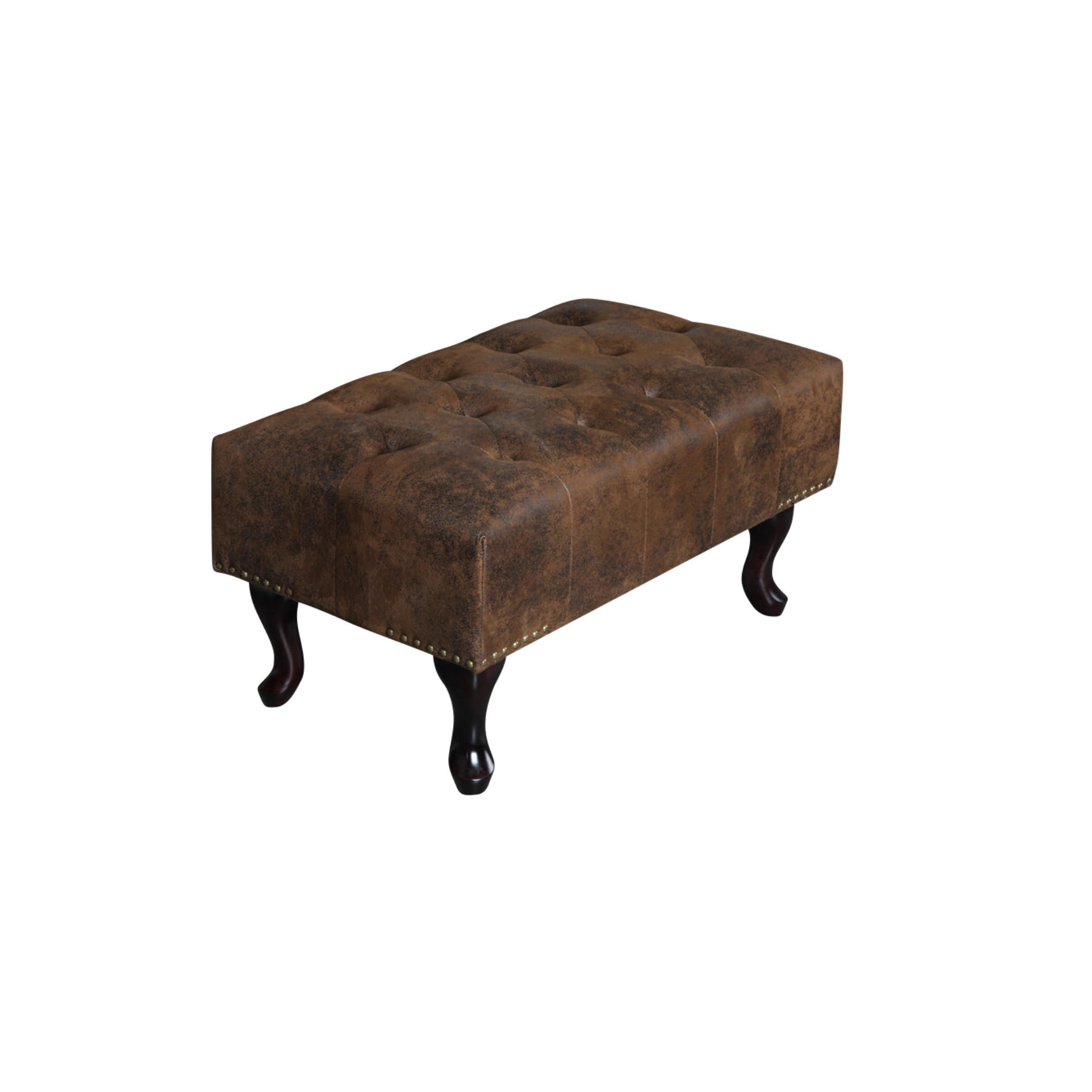 HOCKER CHESTERFIELD Microfaser Braun 80 cm - Braun, Holz/Textil (80/40/45cm) - riess-ambiente