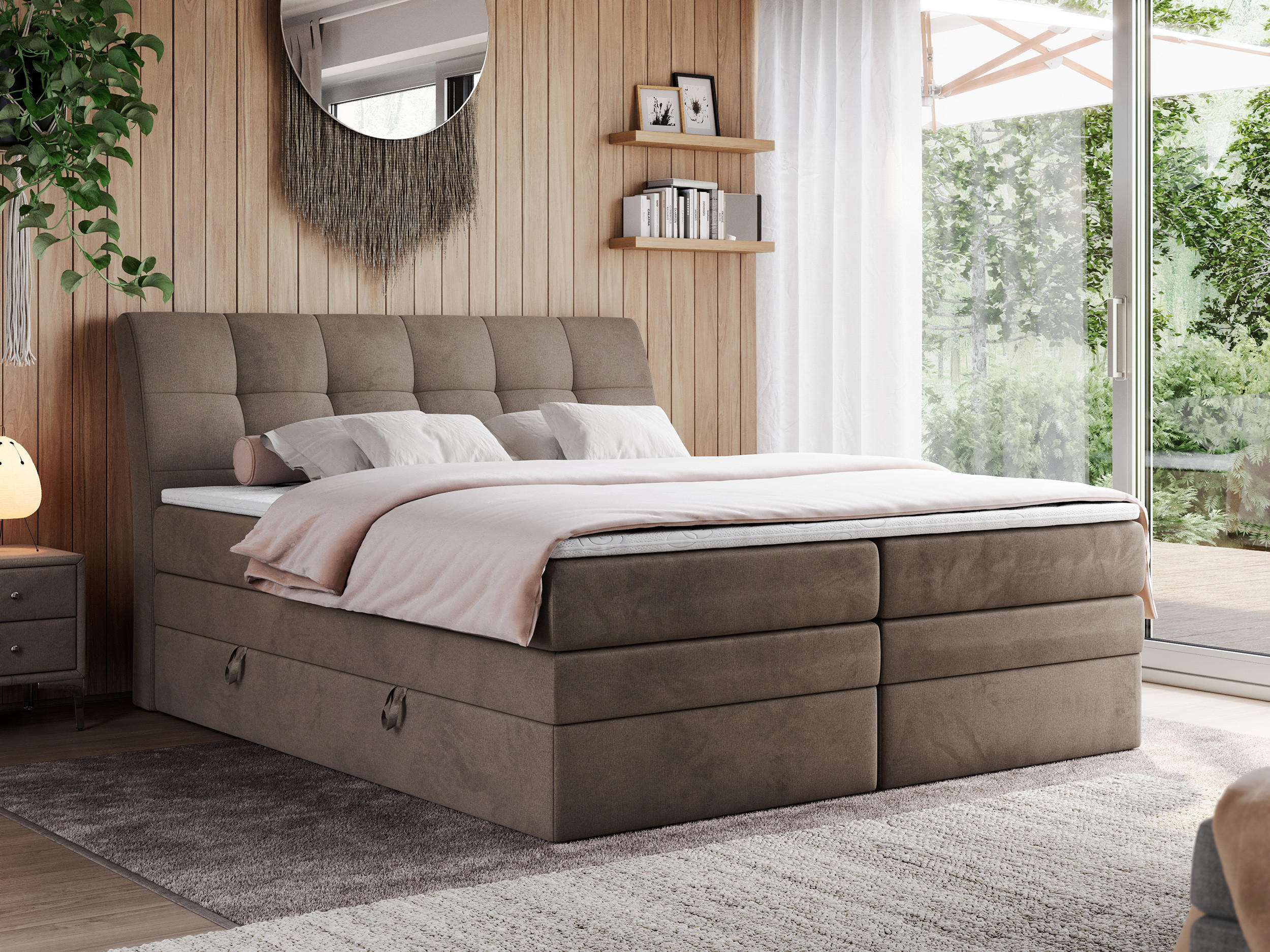 BOXSPRINGBETT GOLD-10 KING 120/200 Braun Velvet - H3 - Braun, Holz/Textil (120/200cm) - MKS