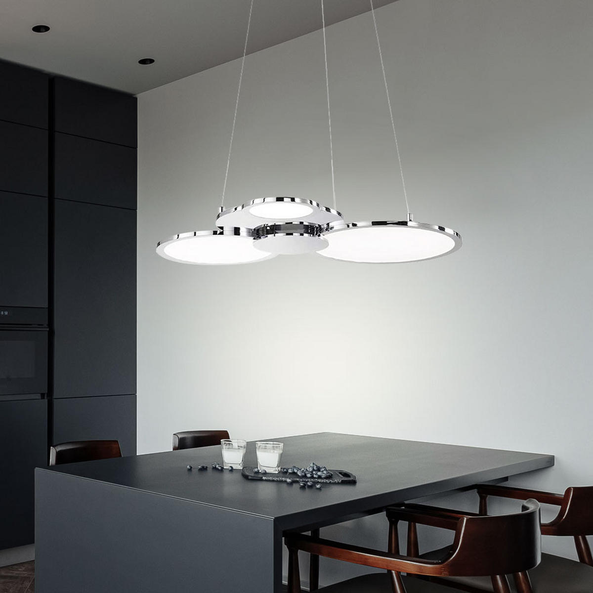 LED HÄNGELEUCHTE Aluminium Silber Ringe - Silberfarben, Metall (58/47.5/150cm) - Wofi