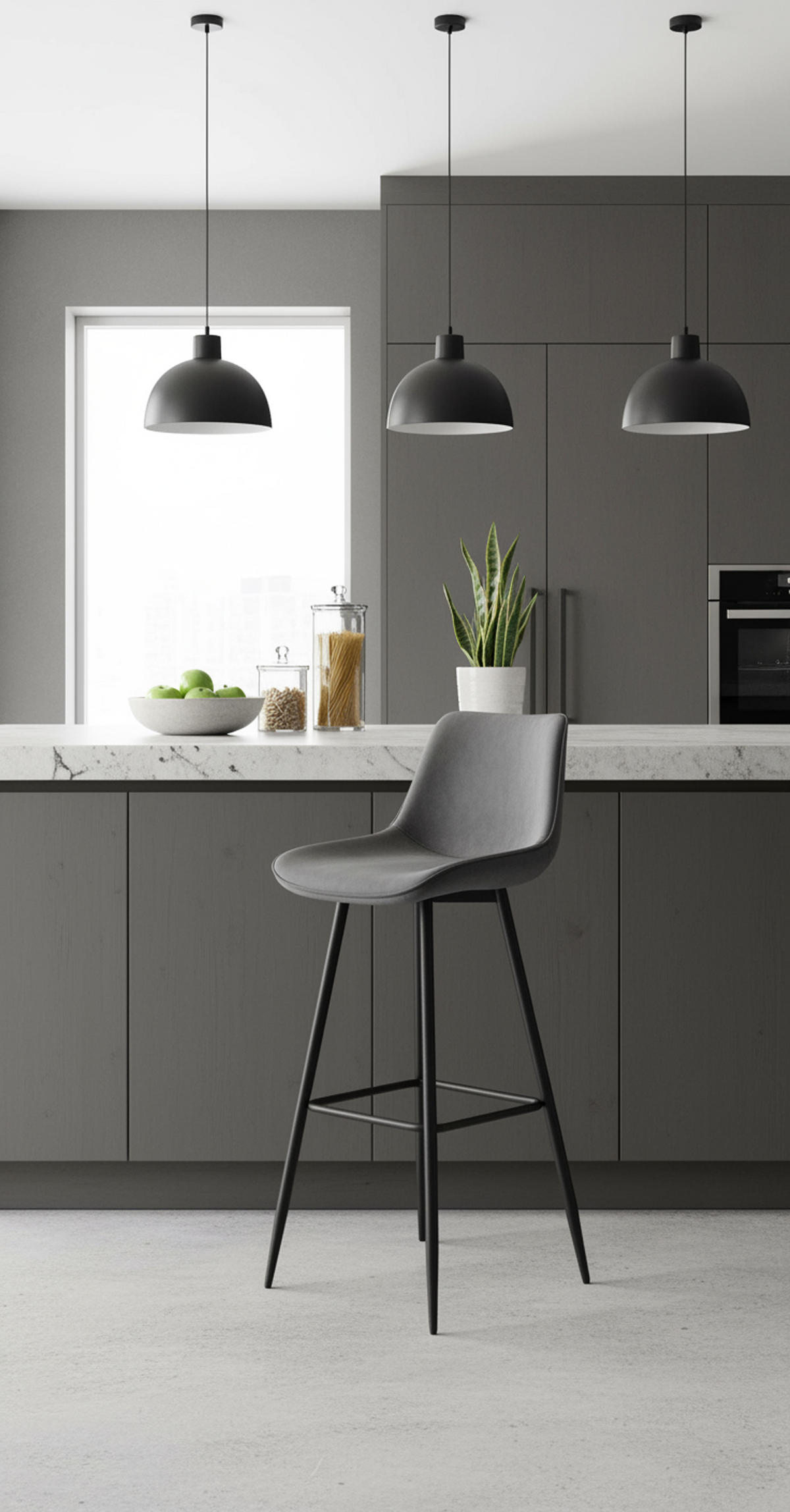 BARHOCKER 2er Set Danton Samt dunkelgrau - Schwarz/Grau, Textil/Metall (47/106/52cm) - TPFLiving