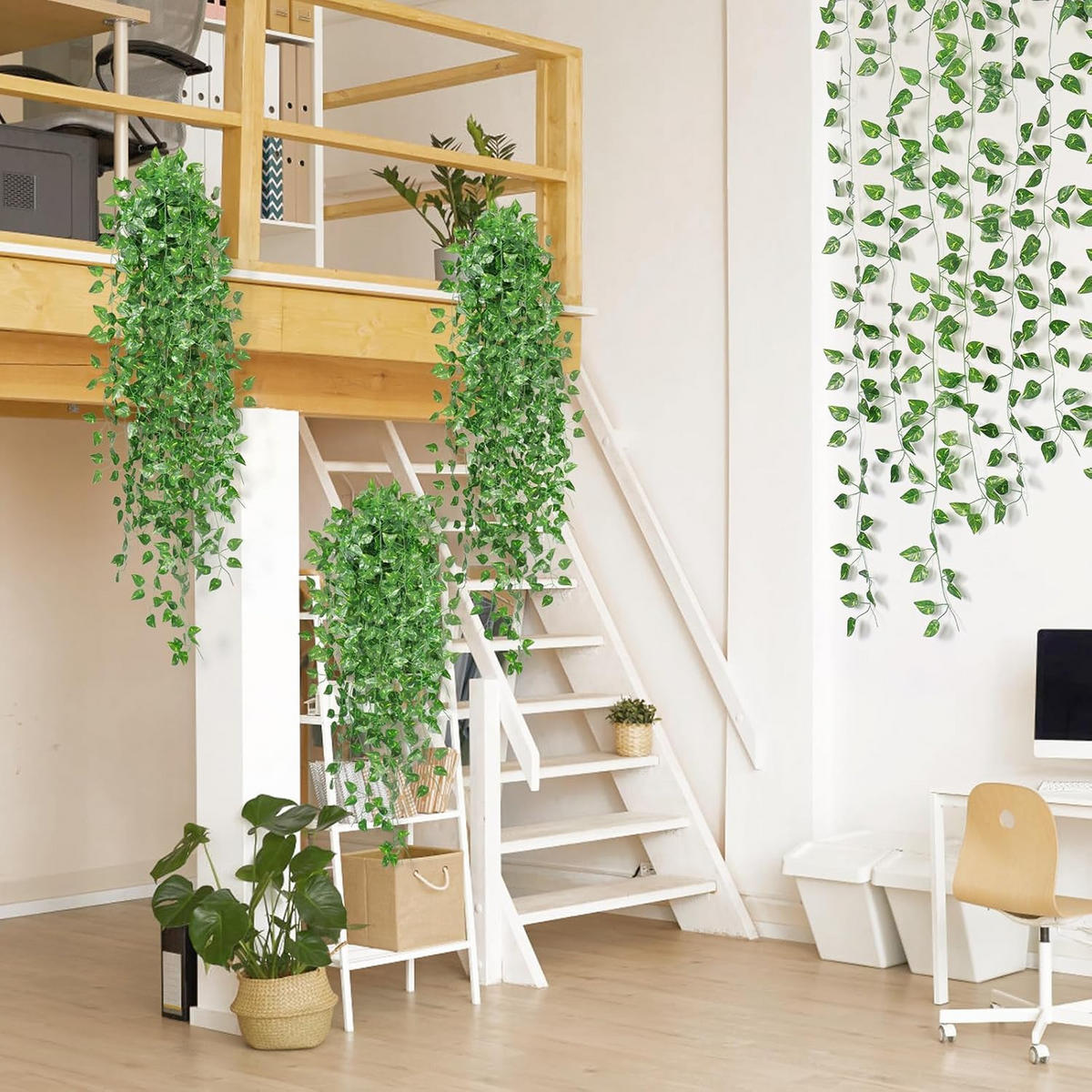 KUNSTPFLANZE 6 Stück,220cm Länge, - Grün, Kunststoff (7cm) - Coonoor