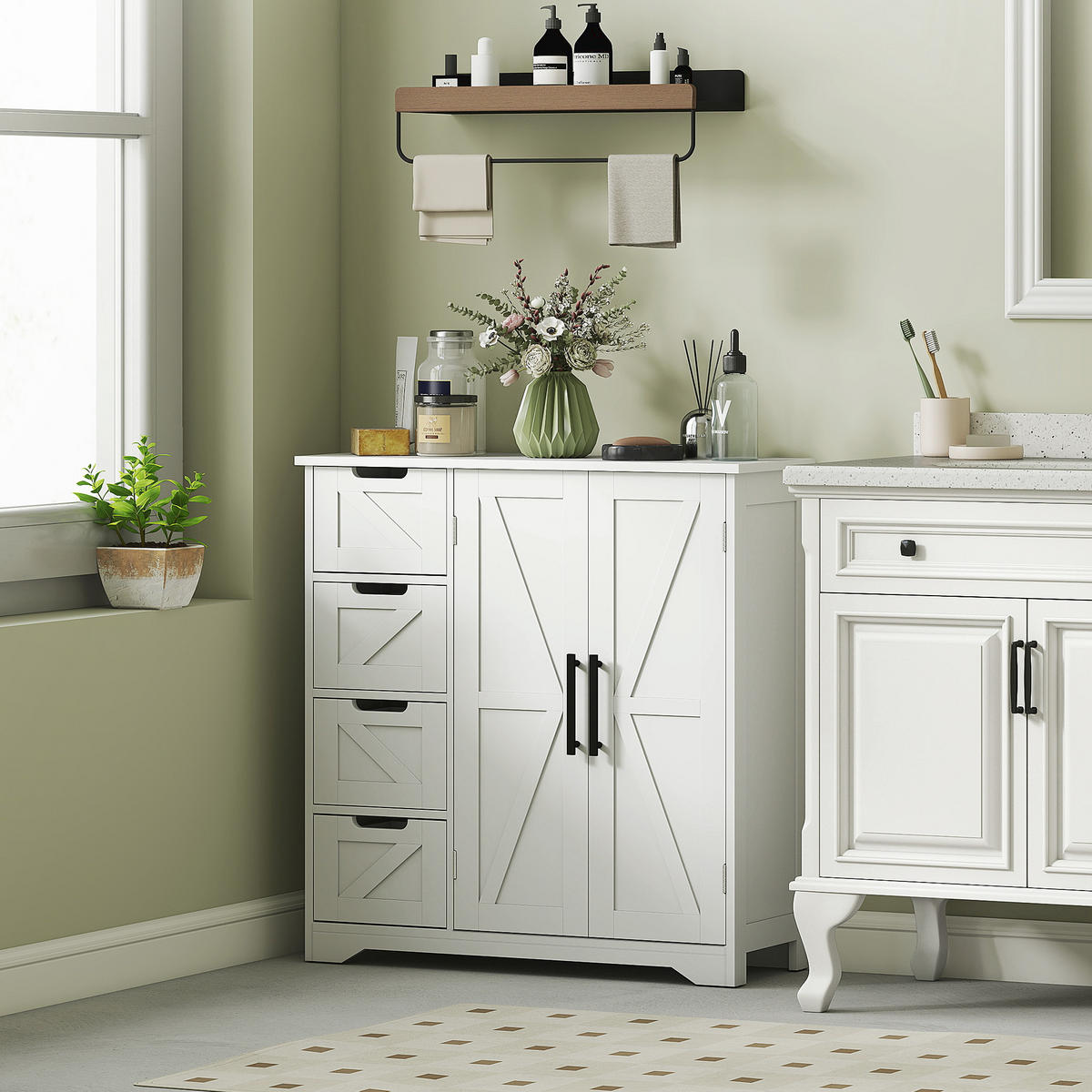 BADSCHRANK Weiß 81,2/30/83,8 cm - Weiß, Holzwerkstoff (81.2/83.8/30cm) - PANGIVO