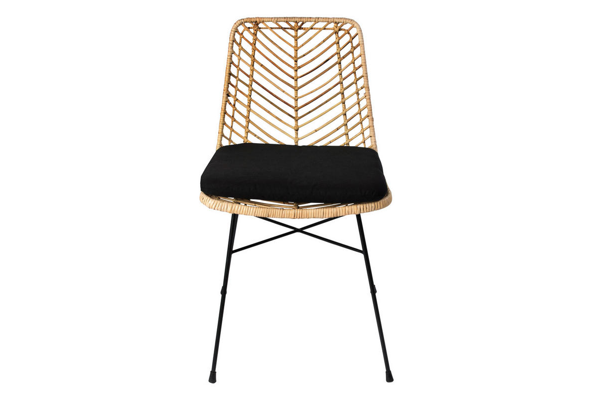 ESSZIMMERSTUHL DETROIT - Beige/Schwarz, Naturmaterialien/Metall (42/80/42cm) - SAM