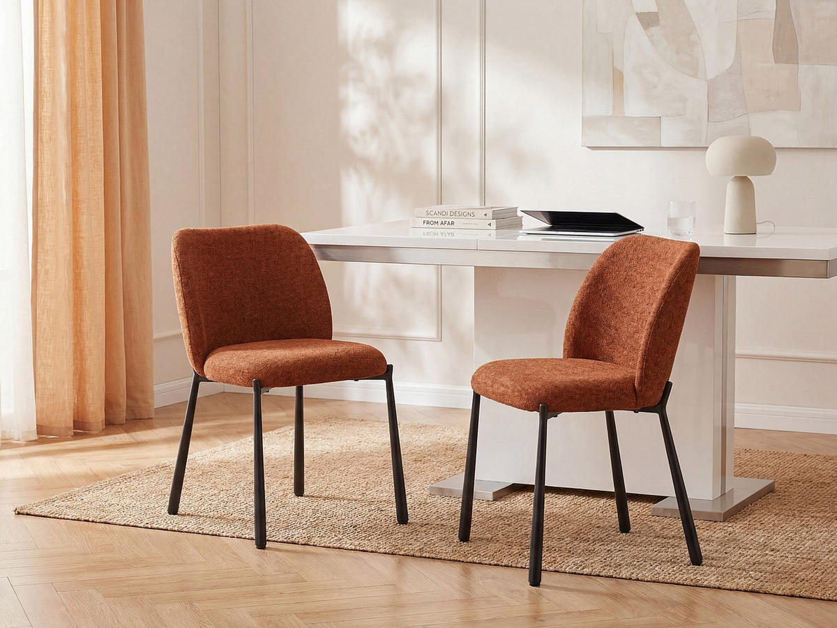 STUHL - 47 cm x 57.5 cm - stoff - terracotta Jizak - Terracotta, Textil (47/79/57.5cm) - Vente-Unique