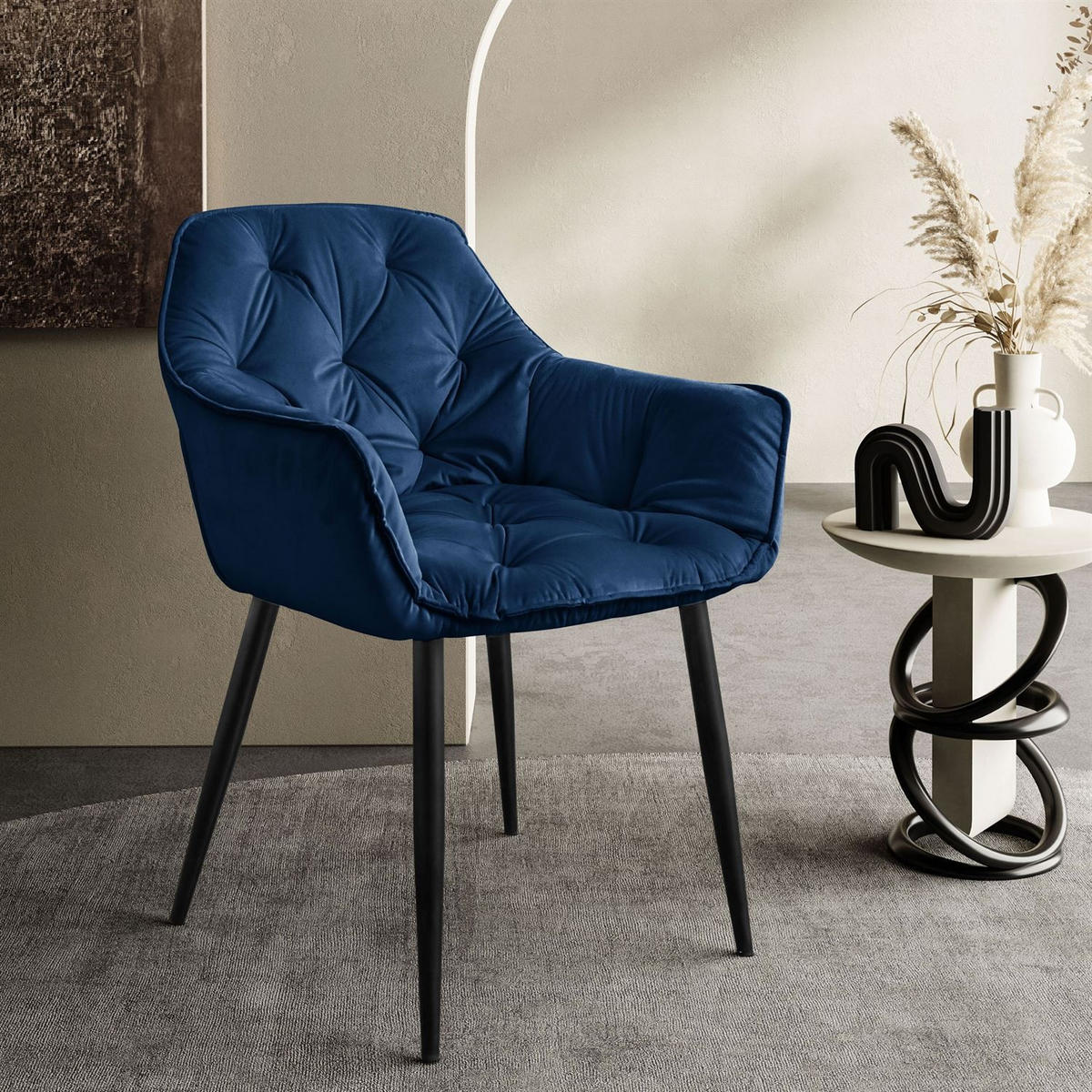 ARMLEHNENSTUHL TOKIO - Blau/Schwarz, Textil (60/96/46cm) - Lookway