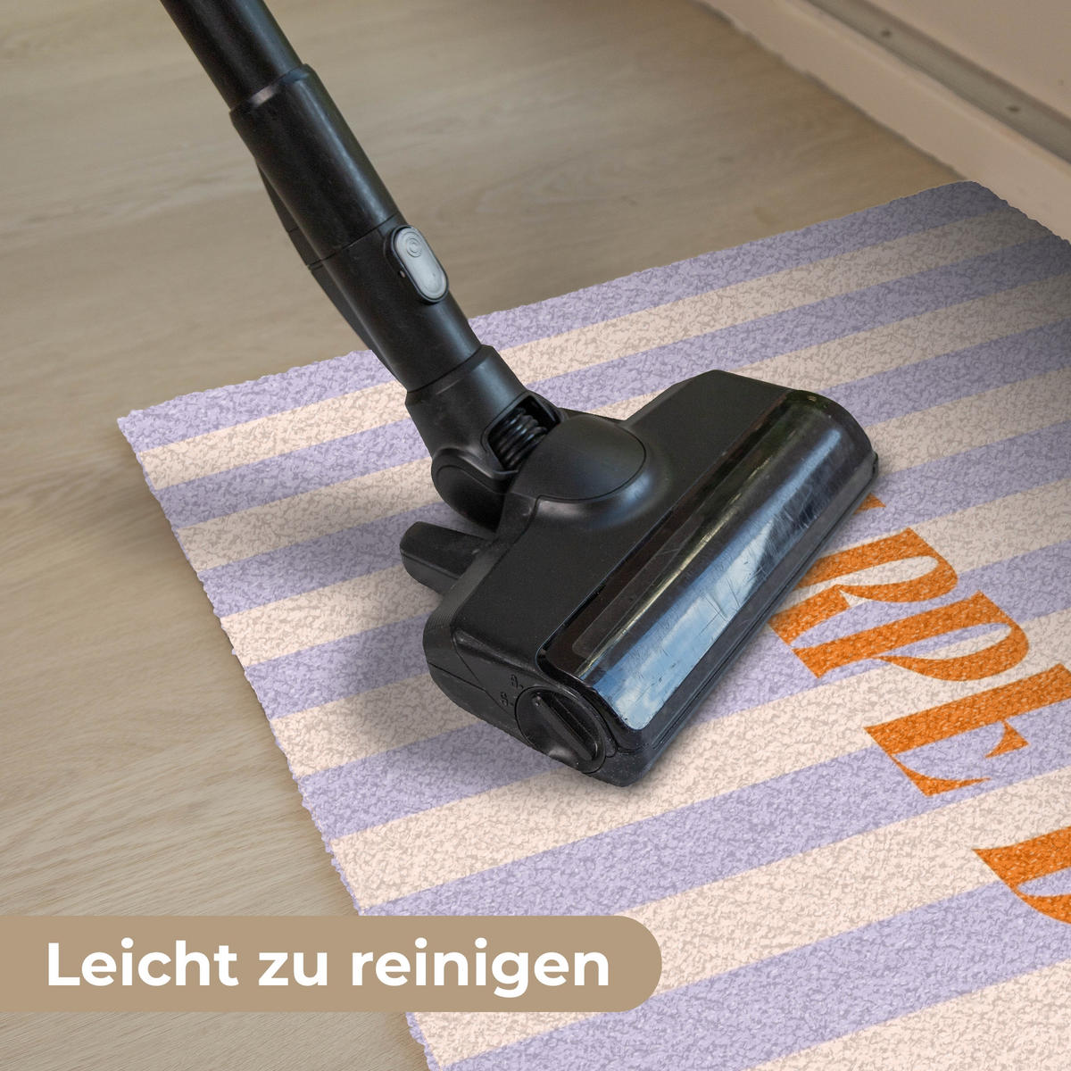 FUSSMATTE Lila – Orange – Streifen – Carpe Diem 90x60 cm - Flieder, Kunststoff (90/0.4cm) - MuchoWow