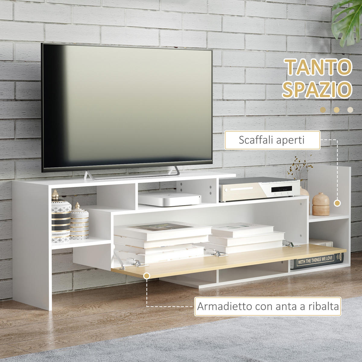 TV-MÖBEL Multicolor 1 Stück - Multicolor, Holzwerkstoff (153.6/42/25cm) - GiPP