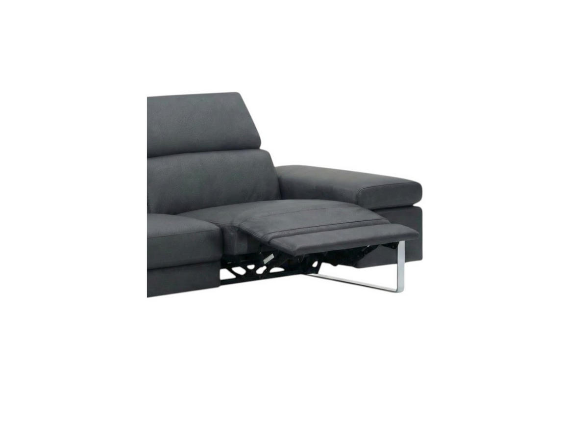 3-SITZER Sofa Opera Echtleder mit 1 x Relaxfunktion Anthrazit - Anthrazit, Leder/Metall (223/75/109cm)