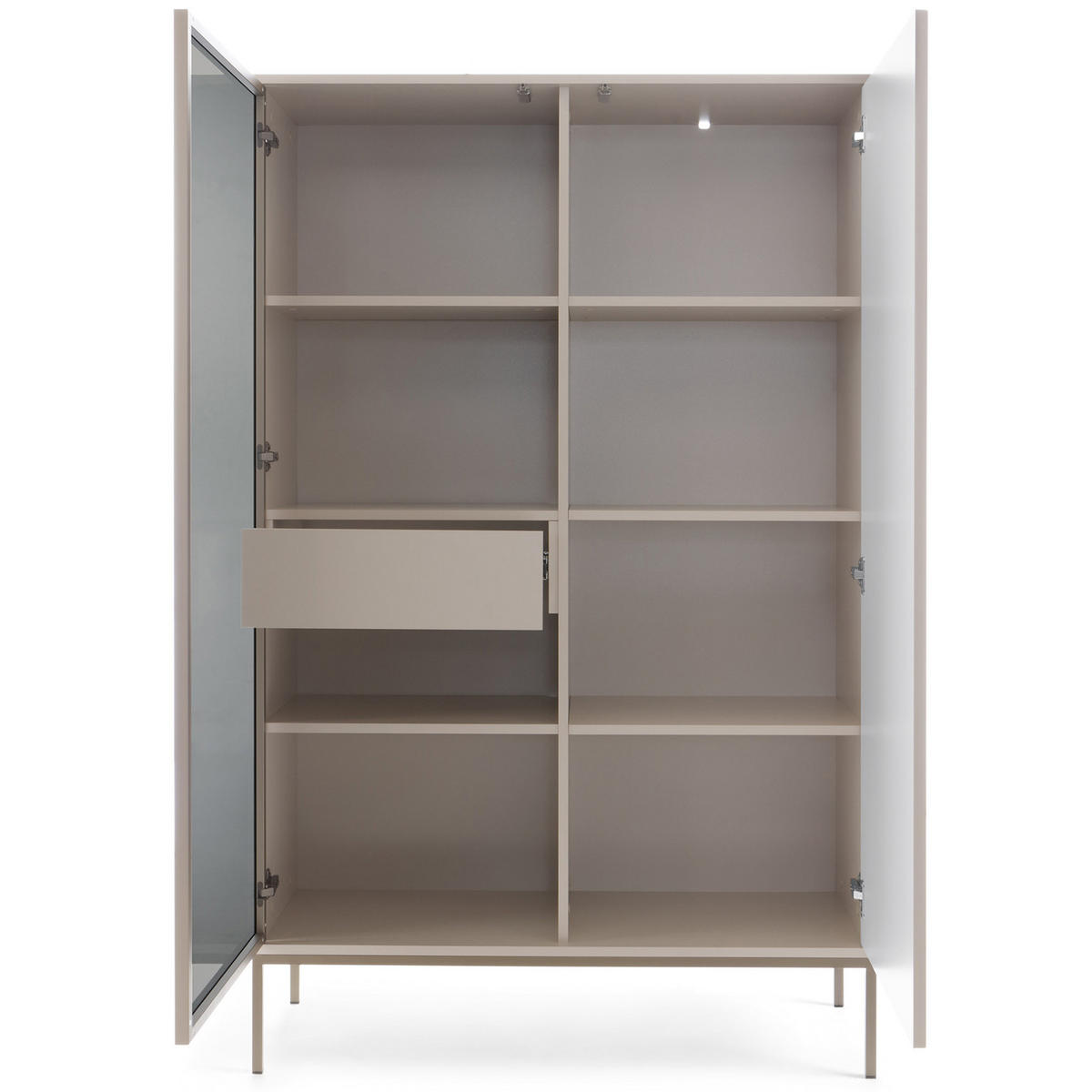 VITRINENSCHRÄNK FONTE, Cremefarbig - Creme, Holzwerkstoff (104/166/39cm) - KONSIMO®