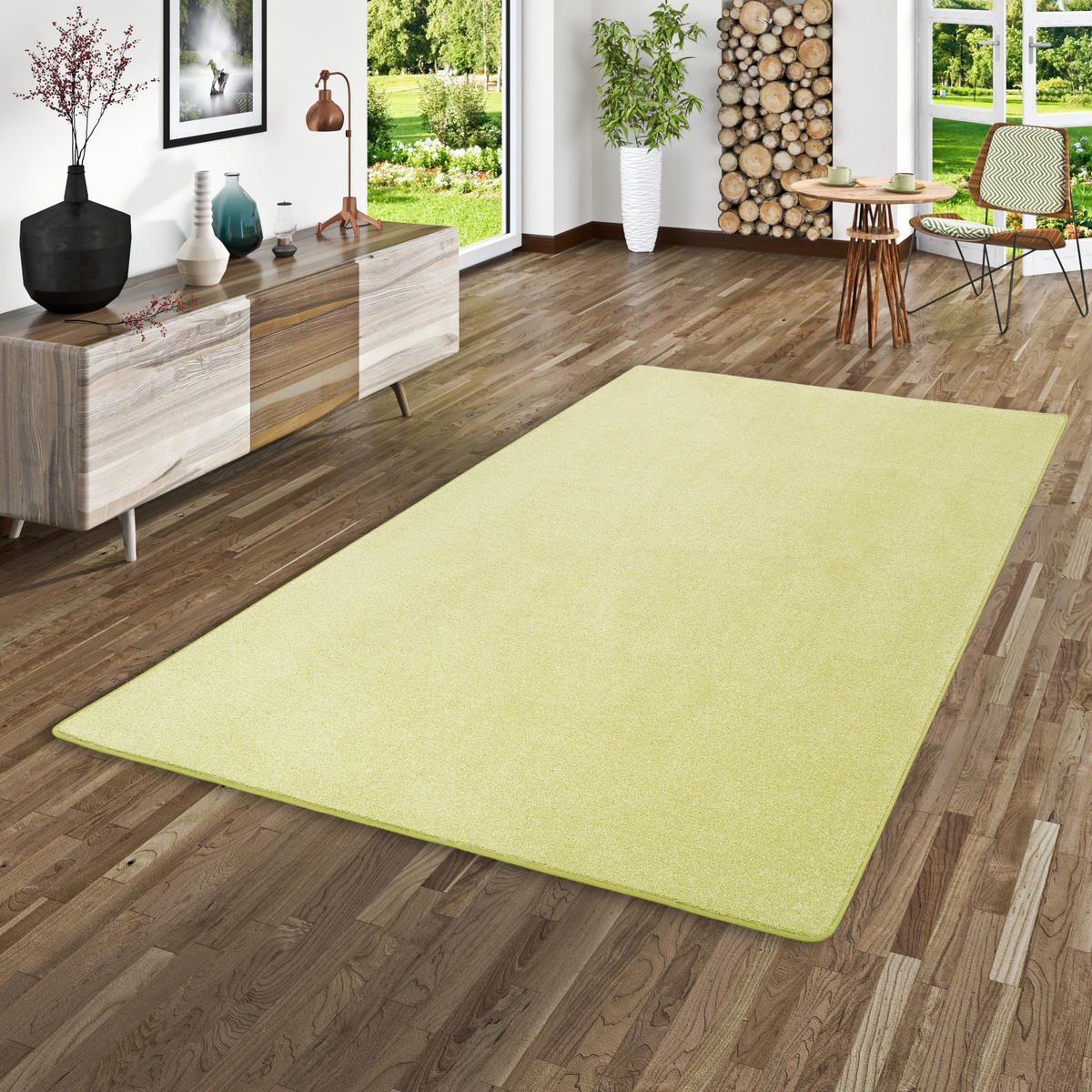 HOCHFLOR VELOURS TEPPICH LUNA - Limette, Textil (100/400cm) - Snapstyle