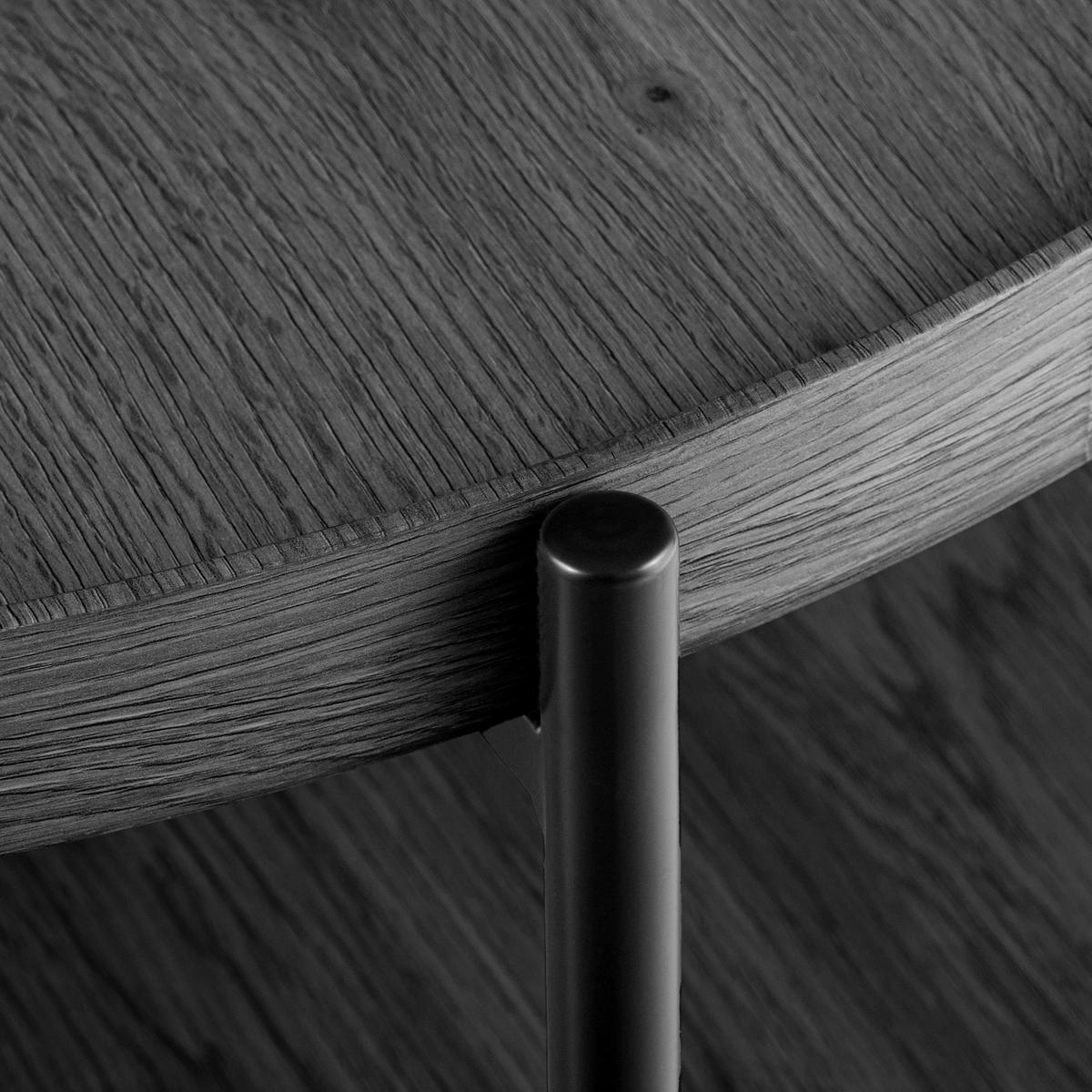 BEISTELLTISCH rund 80 cm Holz Grau - Schwarz/Grau, Holz/Metall (80/80/40cm) - CLP