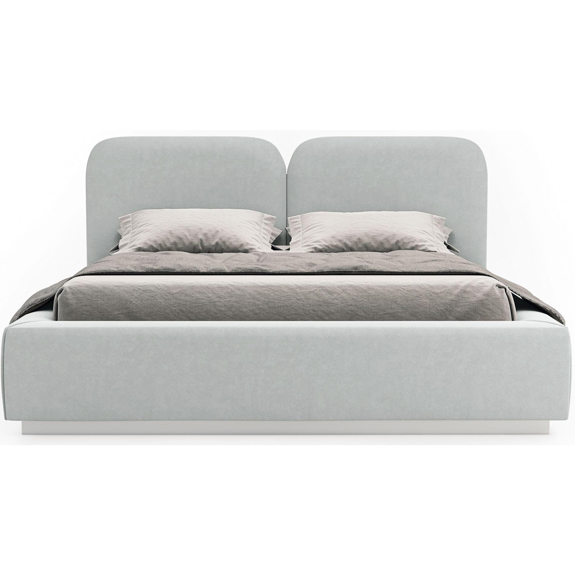 POLSTERBETT Comoves 140x200 Hellgrau mit Veloursbezug und LED - Hellgrau, Textil (140/200cm) - Selsey