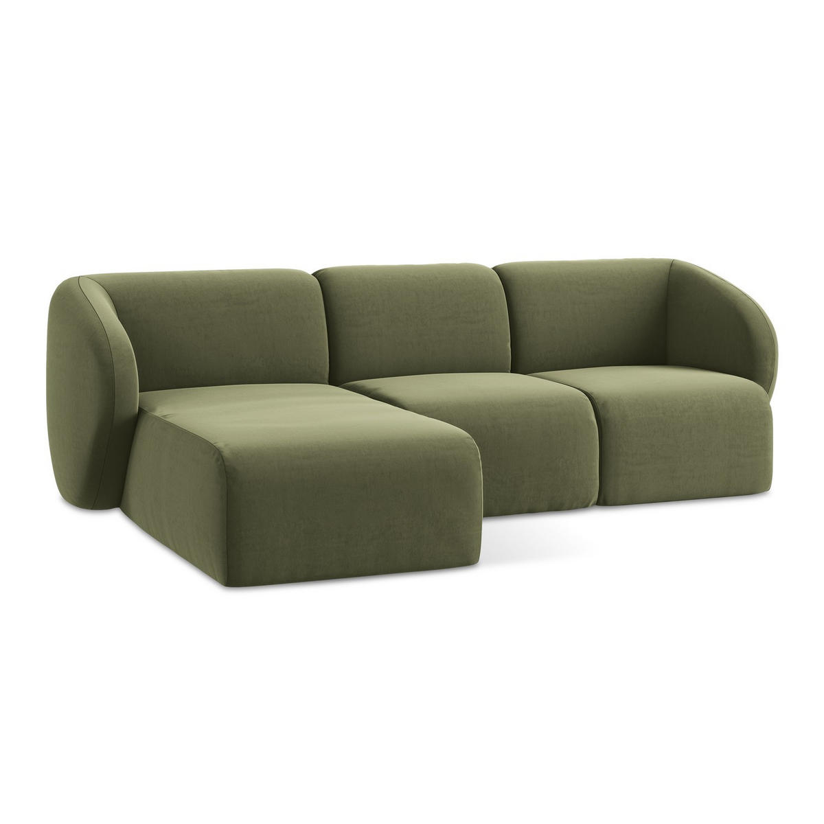 ECKSOFA Links Samt Stoff Grün - Schwarz/Olivgrün, Holzwerkstoff/Kunststoff (248/166cm) - LaMiaSofa