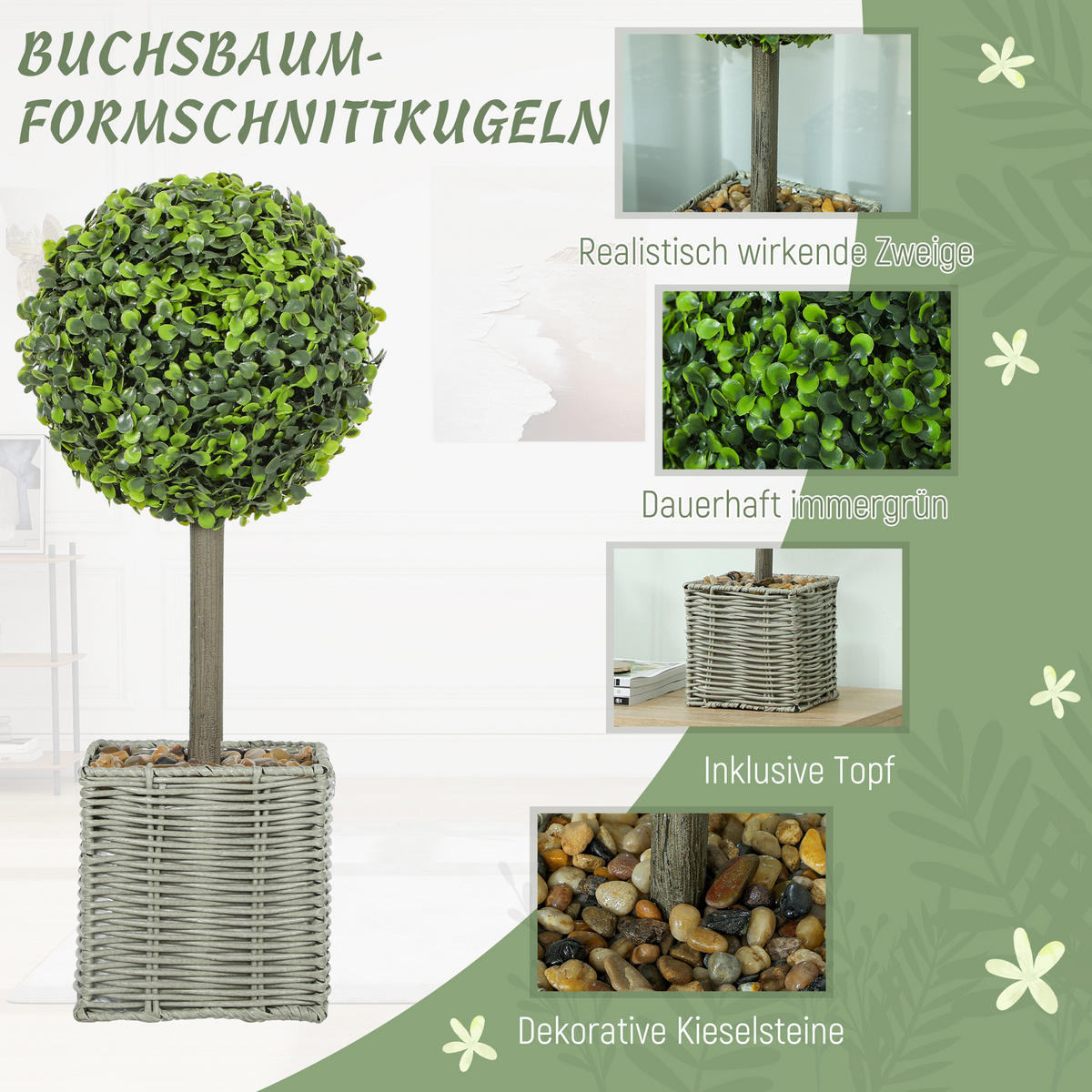 KÜNSTLICHE Pflanzen Grün 15.0/15.0/50.0cm - Grün, Kunststoff (50cm)