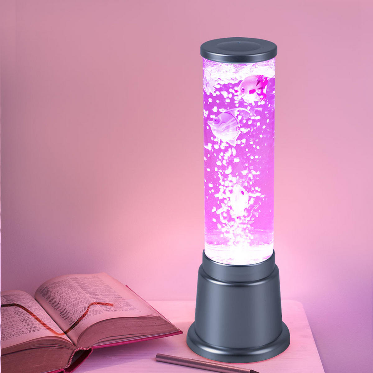 LED DEKOLEUCHTE Wassersäule Silber mit Farbwechsel - Silberfarben, Kunststoff (12.5/12.5/36cm)