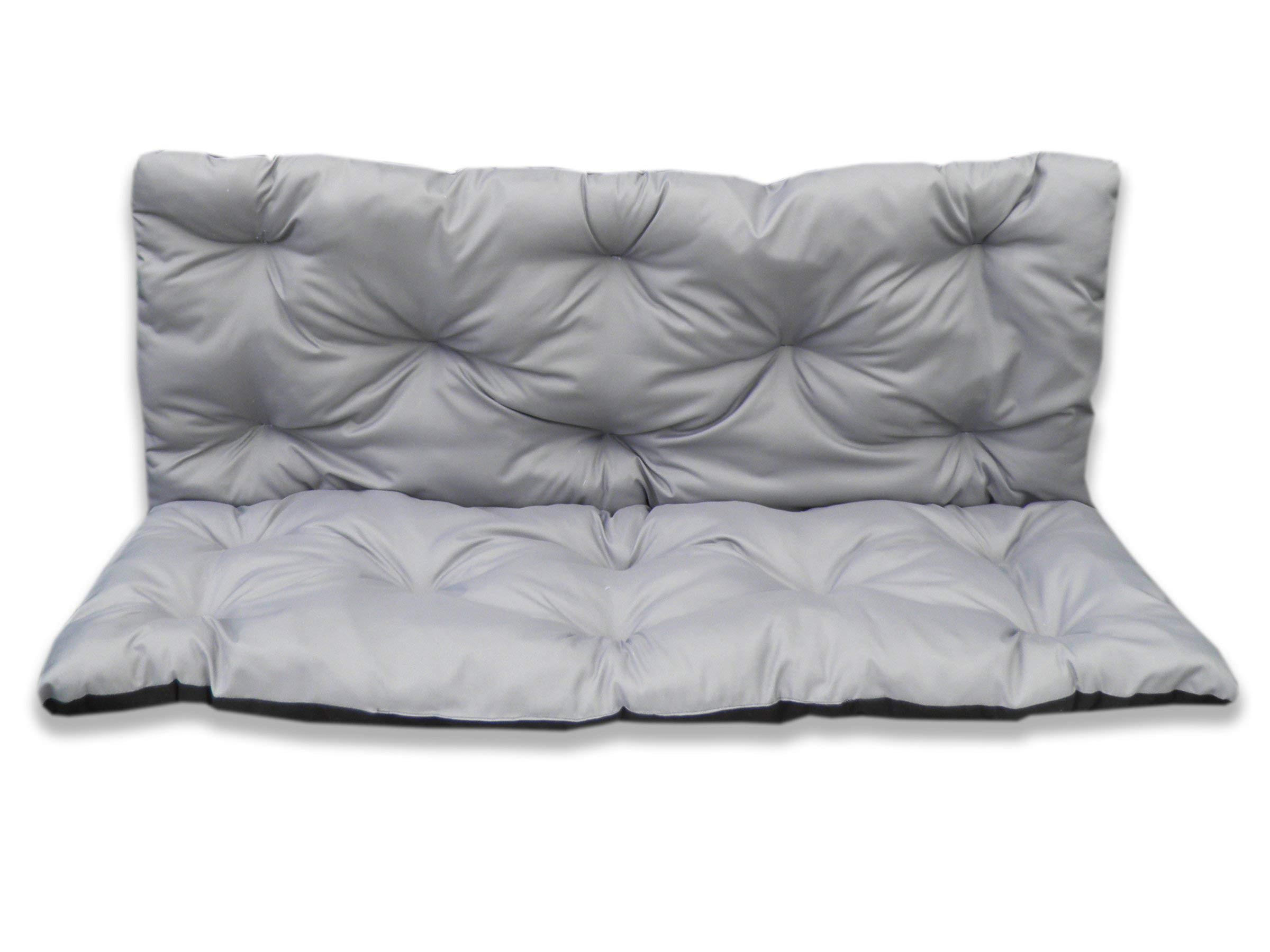 SITZKISSEN mit Rückenteil für 2 Personen Bankauflage KOMPLETT (120x60x50 cm, Hellgrau) - Hellgrau, Naturmaterialien (120/50/60cm) - Best for Kids