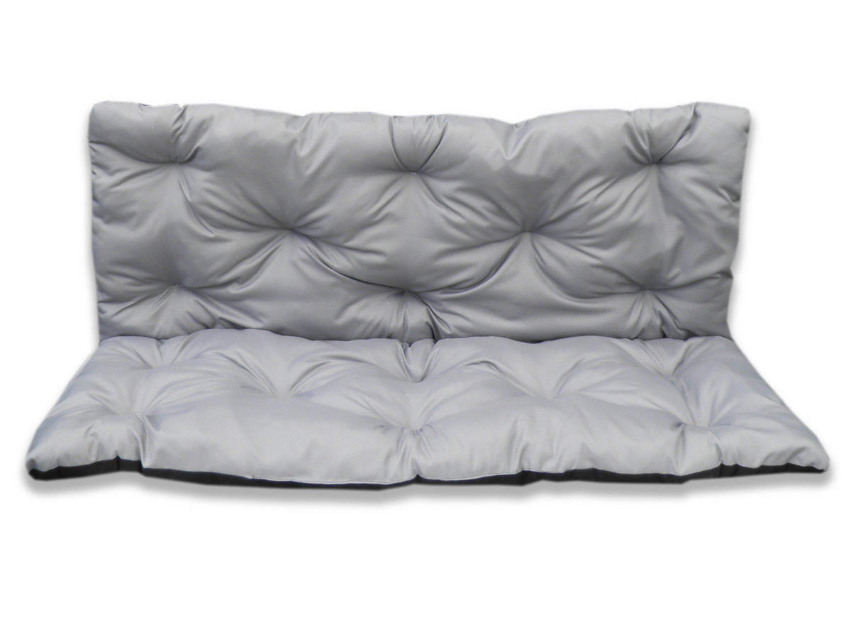 SITZKISSEN mit Rückenteil für 2 Personen Bankauflage KOMPLETT (100x60x50 cm, Hellgrau) - Hellgrau, Naturmaterialien (100/50/60cm) - Best for Kids