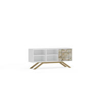 TV-ELEMENT North Weiß Marmor Decor Gold - Goldfarben/Weiß, Holzwerkstoff (130/58.6/38.6cm) - Decorotika