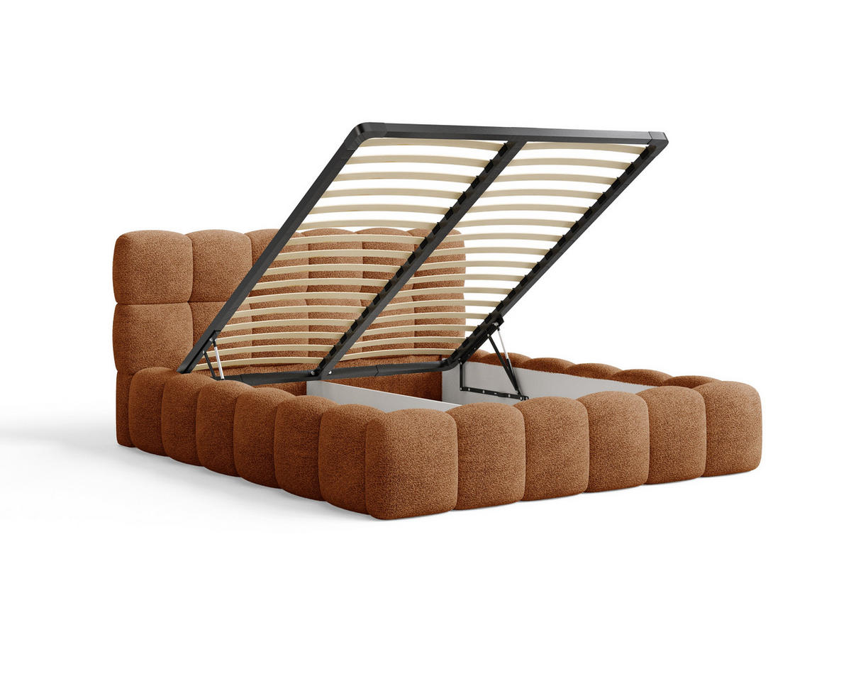 POLSTERBETT 19 - 140x200 cm – Arena – Bett mit Federmechanismus und Stauraum - Terracotta, Holz (140/200cm) - ROYAL24_MARKT